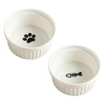 Lot de 2 gamelles en c�ramique pour chat, gamelles pour nourriture et eau pour chaton et chiot