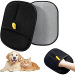 Lot de 2 gants de toilettage, pour enlever les poils de chat doux avec double face, gants antistatiques ...