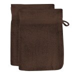 Lot de 2 gants de toilette en coton 500 gr / m2 16x21 cm lagune brun, par soleil d'ocre