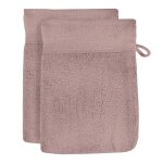 Lot de 2 gants de toilette en coton 500 gr / m2 16x21 lagune vieux rose, par soleil d'ocre