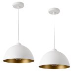 Lot de 2 lampes a suspension eclairage int�rieur hauteur r�glable m�tal diam�tre 30 cm blanc dor� helloshop26 ...