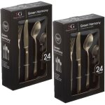 Lot de 2 ménagères green harmony en acier inoxydable - 48 couverts - doré Lot de 2 ménagères green harmony en acier inoxydable - 48 couverts - doré