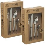 Lot de 2 ménagère jungle en acier inoxydable effet mat - 48 couverts - argent Lot de 2 ménagère jungle en acier inoxydable effet mat - 48 couverts - argent