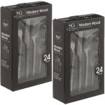 Lot de 2 ménagères modern wood en acier inoxydable - 48 couverts - noir mat Lot de 2 ménagères modern wood en acier inoxydable - 48 couverts - noir mat