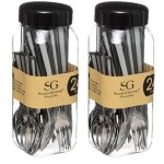 Lot de 2 ménagères tamaris - 48 couverts - gris Lot de 2 ménagères tamaris - 48 couverts - gris