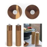 Lot de 2 moulins a sel et poivre manuels en bois d�acacia � 21 cm