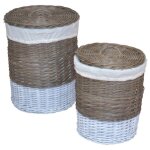 Lot de 2 panier � linge en rotin kubu gris tiss� � la main dec05045