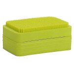 Lot de 2 porte - savons en silicone vert avec couvercle et brosse de bain � durable, multifonctionnel, ...