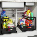 Lot de 2 rangement sous evier, m�tal organisateur sous evier tiroir coulissant � extraction 2 etages ...