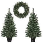 Lot de 2 sapins de no�l artificiel et 1 couronne led