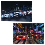 Lot de 2 tableaux led sur toile tableau illumin� tableau mural 40x60cm minuterie voitures 04 0000455