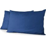 Lot de 2 taies d'oreiller - home linge passion - 50 x 70 cm - bleu