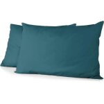 Lot de 2 taies d'oreiller - home linge passion - hp72087 - microfibre 82 g - 50 x 70 cm - bleu canard ...