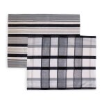 Lot de 2 torchons en coton paella noir, jacquard 50x70 cm