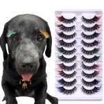 Lot de 20 faux cils en plumes pour chien (10 paires), avec des accents floraux, pour chien, chat, golden ...