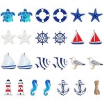Lot de 24 pendentifs maritimes, dcoration nautique, kit de dcoration maritime, etoile de mer, bateau, ...
