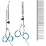 Lot de 3 ciseaux de toilettage pour chien avec pointes rondes de scurit, kit de toilettage en titane ...