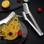 Lot de 3 couverts a spaghetti de 23, 9 cm, pince a ptes de 32, 5 cm, cuillre, fourchette, cuillre ...