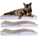 Lot de 3 griffoirs pour chat ¿ tapis a gratter en carton ondul, 1 plat et 2 onduls pour entretenir ...