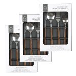 Lot de 3 m�nag�res effet bois - 48 couverts - marron