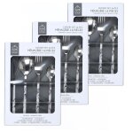 Lot de 3 ménagères manche effet marbre 48 couverts - blanc et noir Lot de 3 ménagères manche effet marbre 48 couverts - blanc et noir