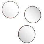 Lot de 3 miroirs ronds imitation bois - diam 26 cm - marron Lot de 3 miroirs ronds imitation bois - diam 26 cm - marron