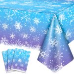 Lot de 3 nappes de f�te, nappes d'hiver en flocon de neige d�corations d'anniversaire en glace