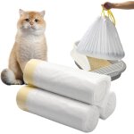 Lot de 3 rouleaux de 60 sacs a litire pour chat avec cordons de serrage, avec poigne de transport, ...