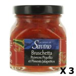 Lot 3x bruschetta poivrons piquillo - les saveurs de savino - pot 140g