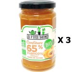 Lot 3x confiture abricot 65% bio - les p'tites tartines - pot 255g