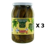 Lot 3x cornichons aigres doux - ogorki - bocal 490g