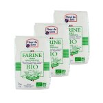 Lot 3x farine t80 semi - complète bio 100% blés français - fleur du jura - paquet 1kg Lot 3x farine t80 semi - complète bio 100% blés français - fleur du jura - paquet 1kg