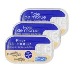 Lot 3x foie de morue fum� - bo�te 120g