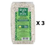 Lot 3x haricots coco blancs - grain de frais - paquet 1kg Lot 3x haricots coco blancs - grain de frais - paquet 1kg