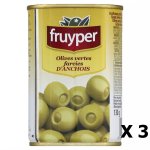 Lot 3x olives farcies anchois - fruyper - boite 130g