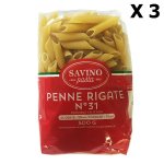 Lot 3x pâtes penne rigate n31 - savino pasta - paquet 500g Lot 3x pâtes penne rigate n31 - savino pasta - paquet 500g