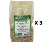 Lot 3x protines de soja gros morceaux bio 100% protines vgtales - idnat - paquet 150g