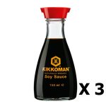 Lot 3x sauce soja naturellement fermente - kikkoman - bouteille 150ml