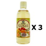 Lot 3x vinaigre de riz assaisonnement pour riz a sushi - kikkoman - bouteille 300ml