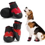 Lot de 4 bottes pour chien, chaussures imperm�ables avec sangles r�fl�chissantes, semelles souples antid�rapan ...