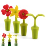 Lot de 4 bouchon de bouteille de vin silicone, bouchons a vin en forme des fleurs bouchons de vin r�utilisable ...