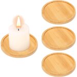 Lot de 4 bougeoirs en bambou pour bougies piliers, assiettes rondes, assiettes décoratives pour salon, ... Lot de 4 bougeoirs en bambou pour bougies piliers, assiettes rondes, assiettes décoratives pour salon, ...