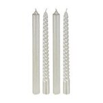 Lot de 4 bougies b�tons paillet� et twist� blanc h 25 cm