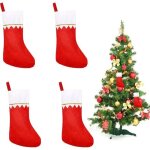 Lot de 4 chaussettes de chemin�e de no�l pour cadeaux blanc et rouge