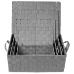 Lot de 4 corbeilles avec sangles et couvercles en polypropyl�ne - gris