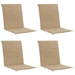 Lot de 4 coussins de chaise de jardin 100% polyester imperm�able beige 100 x 50 x 3 cm dec021693