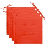 Lot de 4 coussins de chaise de jardin 100% polyester imperm�able rouge 40x40x3 cm dec021721