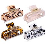 Lot de 4 el�gantes barrettes a cheveux en ecaille de tortue ¿ barrettes en acrylique durables pour tous ...