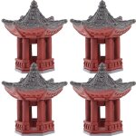 Lot de 4 mini - statues de pavillon ¿ figurines en r�sine durable pour jardin, aquarium et micro - paysage ...