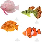 Lot de 4 poissons artificiels pour d�coration d'aquarium color�e